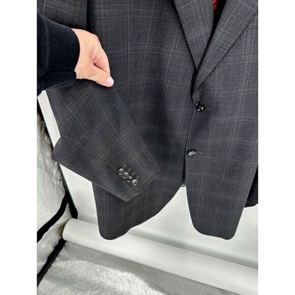 ARMANI COLLEZIONI jacket blazer sport coat 100% wool made in italy gray 48L - Picture 5 of 9